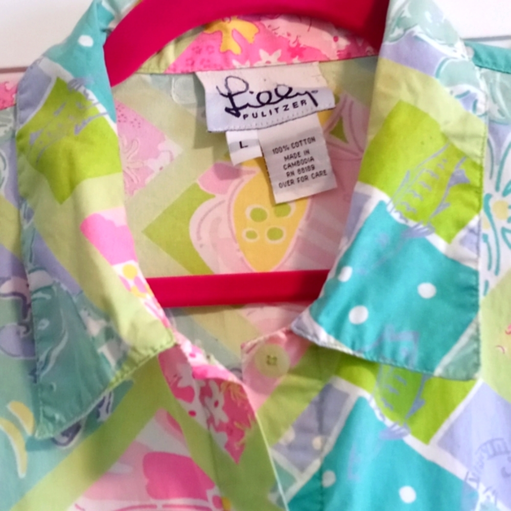 🌴VTG Lilly Pulitzer🌴 - "Surf N Patch" Button Down - Picture 7 of 16